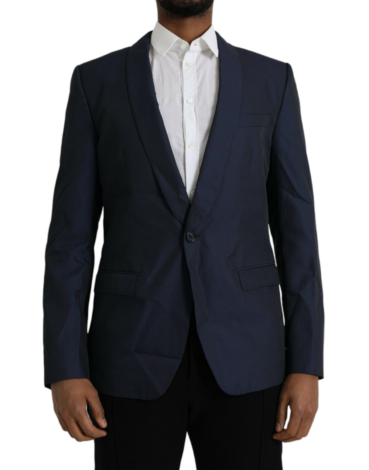 Blazer de botonadura sencilla con chal MARTINI en azul de Dolce &amp; Gabbana