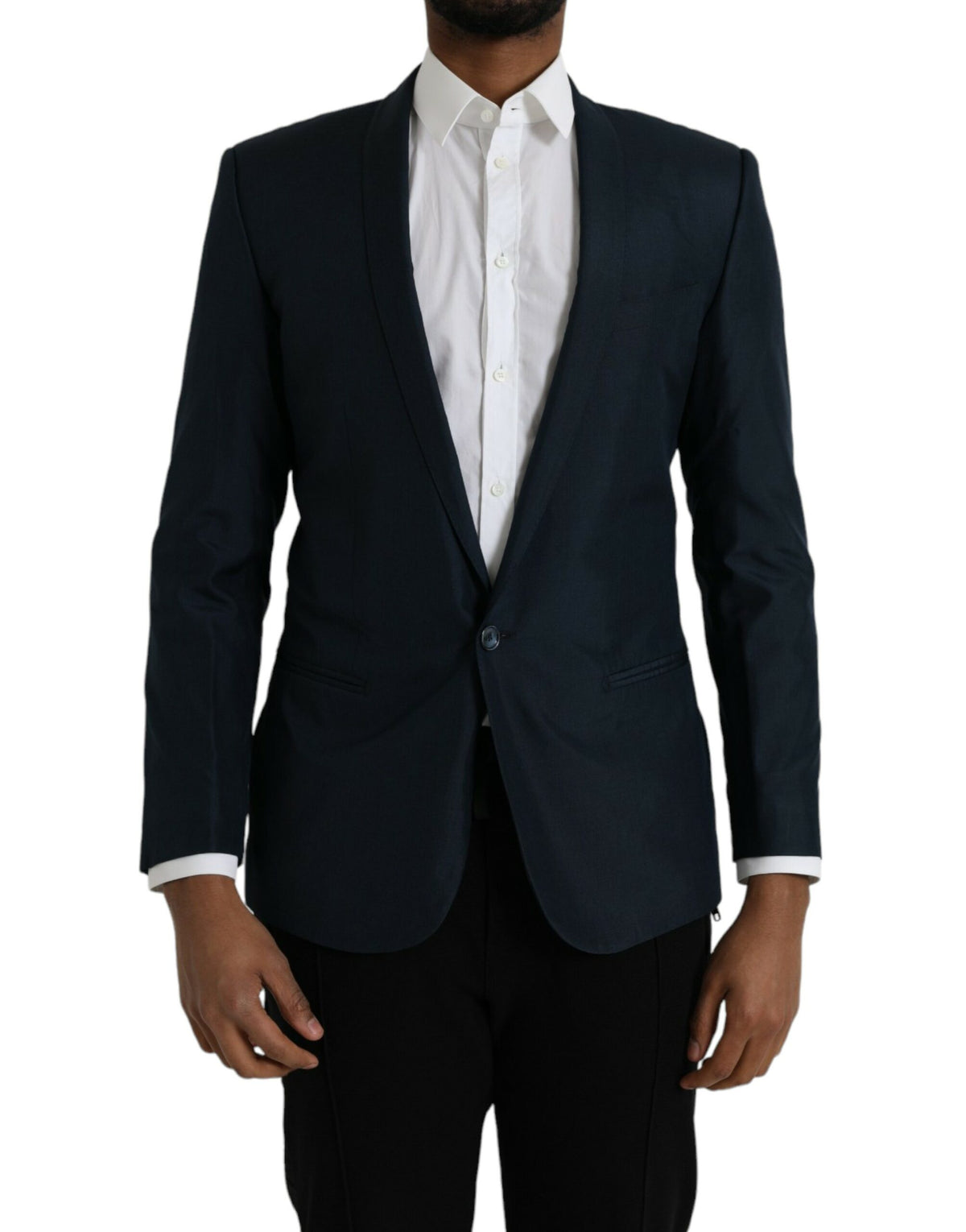 Blazer châle bleu MARTINI Dolce &amp; Gabbana à boutonnage simple