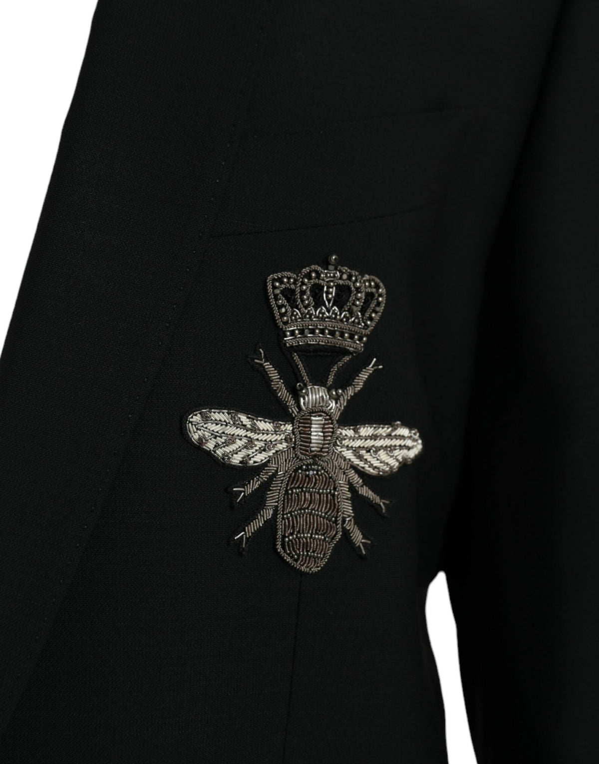 Abrigo tipo blazer con botonadura sencilla y diseño de abeja y corona negra MARTINI de Dolce &amp; Gabbana