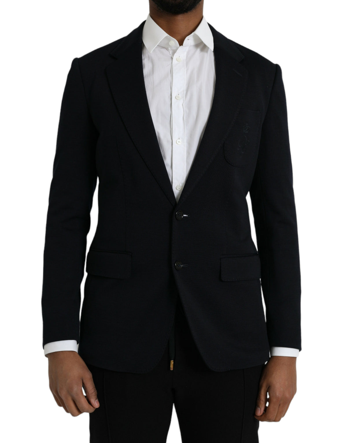 Blazer à boutonnage simple en laine noire Dolce &amp; Gabbana