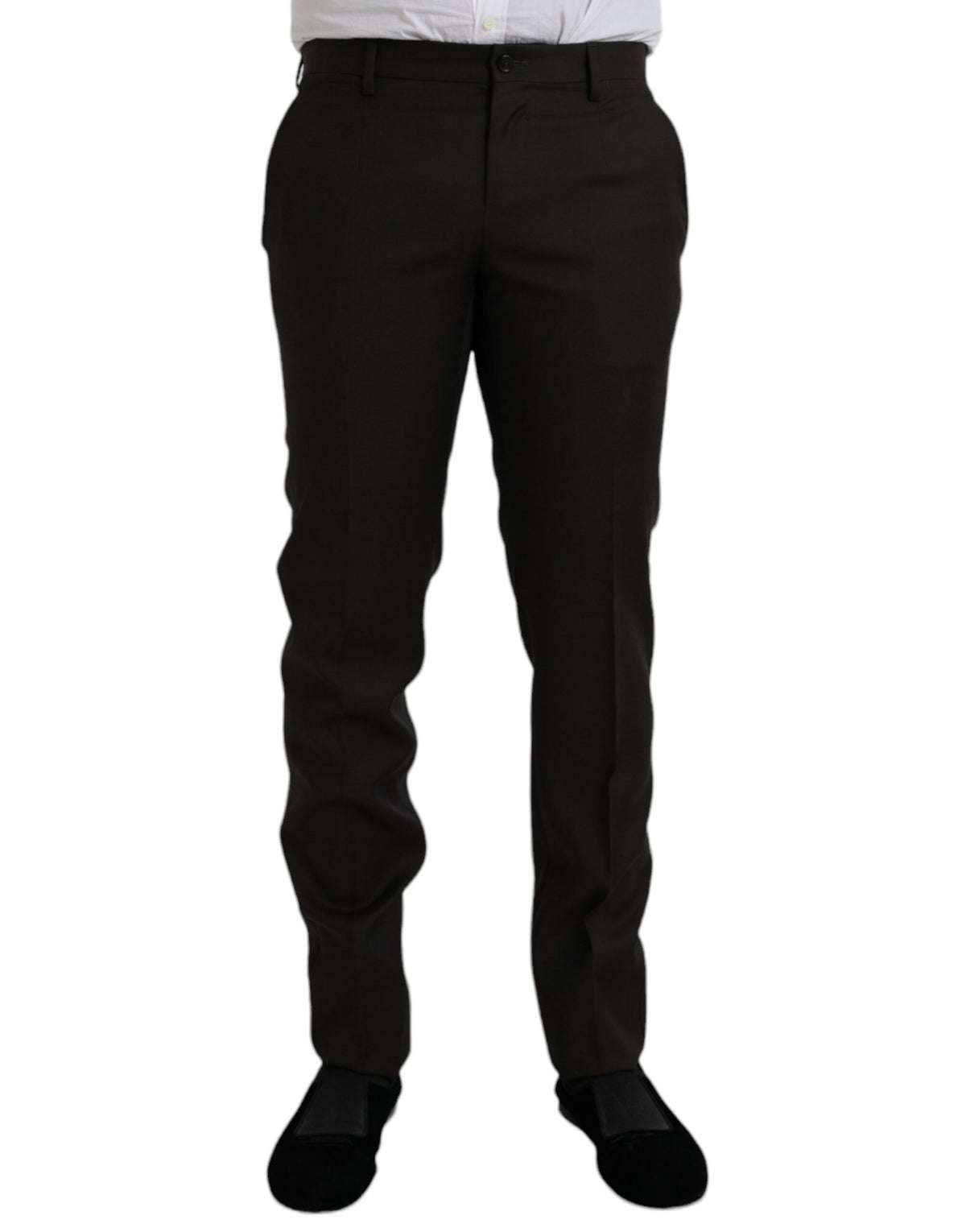 Pantalon habillé slim en laine marron foncé Dolce &amp; Gabbana