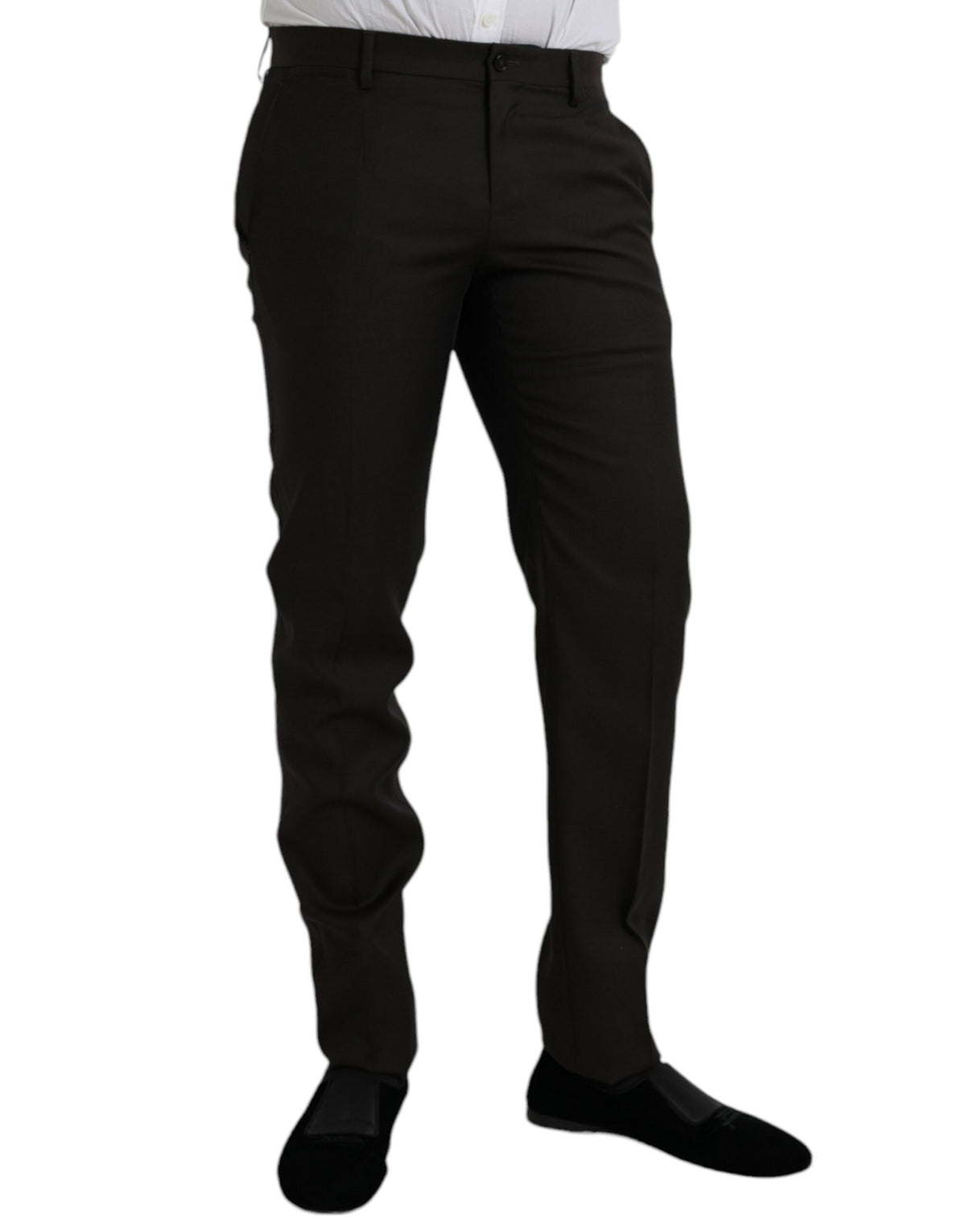 Pantalon habillé slim en laine marron foncé Dolce &amp; Gabbana