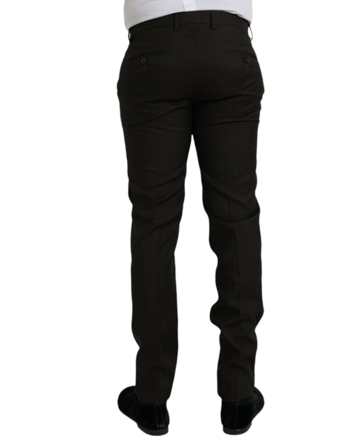 Pantalon habillé slim en laine marron foncé Dolce &amp; Gabbana