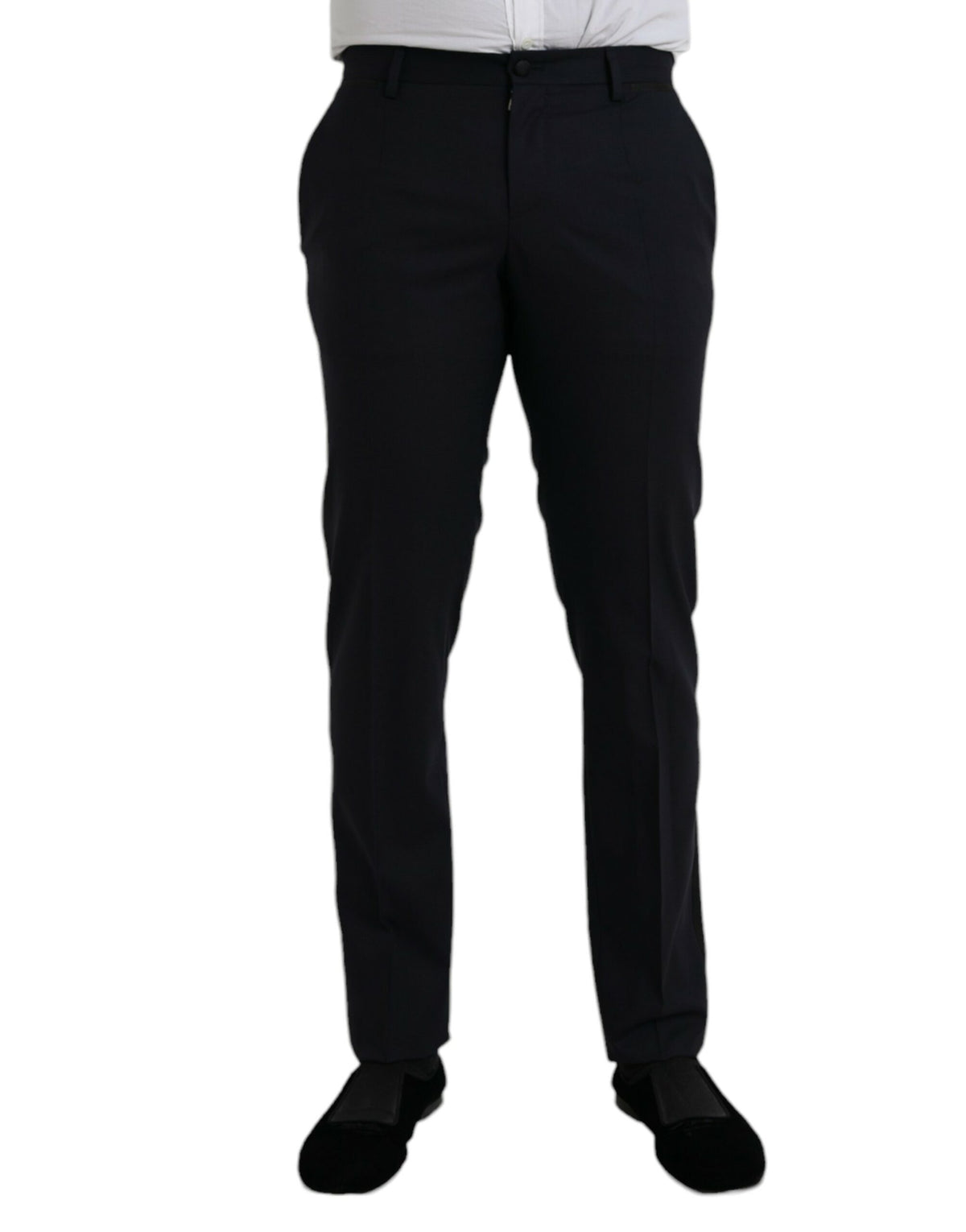 Pantalon habillé slim en laine bleu foncé Dolce &amp; Gabbana