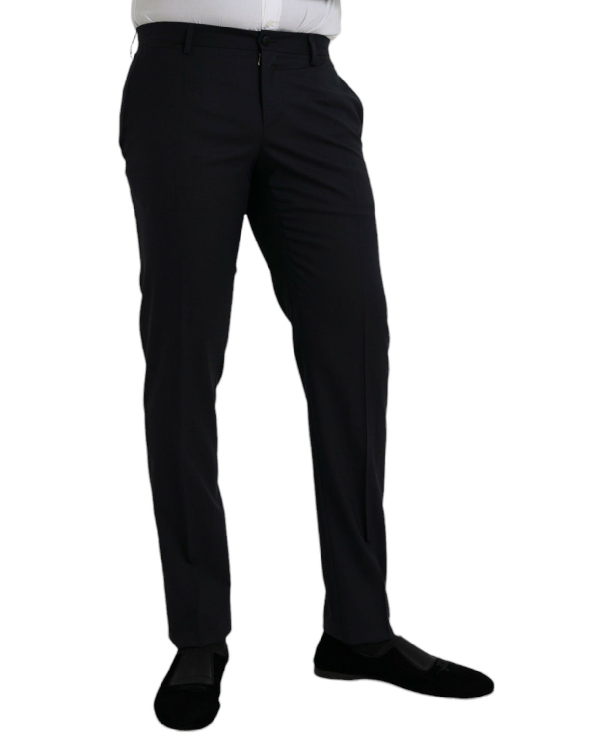 Pantalon habillé slim en laine bleu foncé Dolce &amp; Gabbana