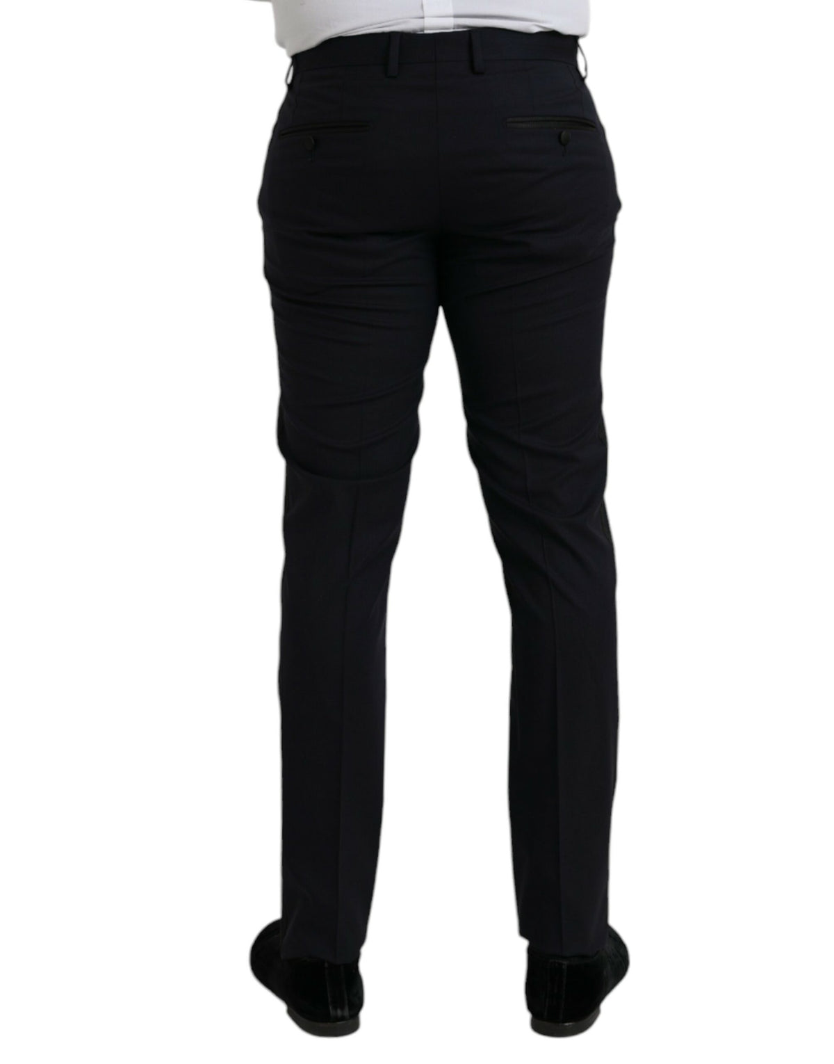 Pantalon habillé slim en laine bleu foncé Dolce &amp; Gabbana