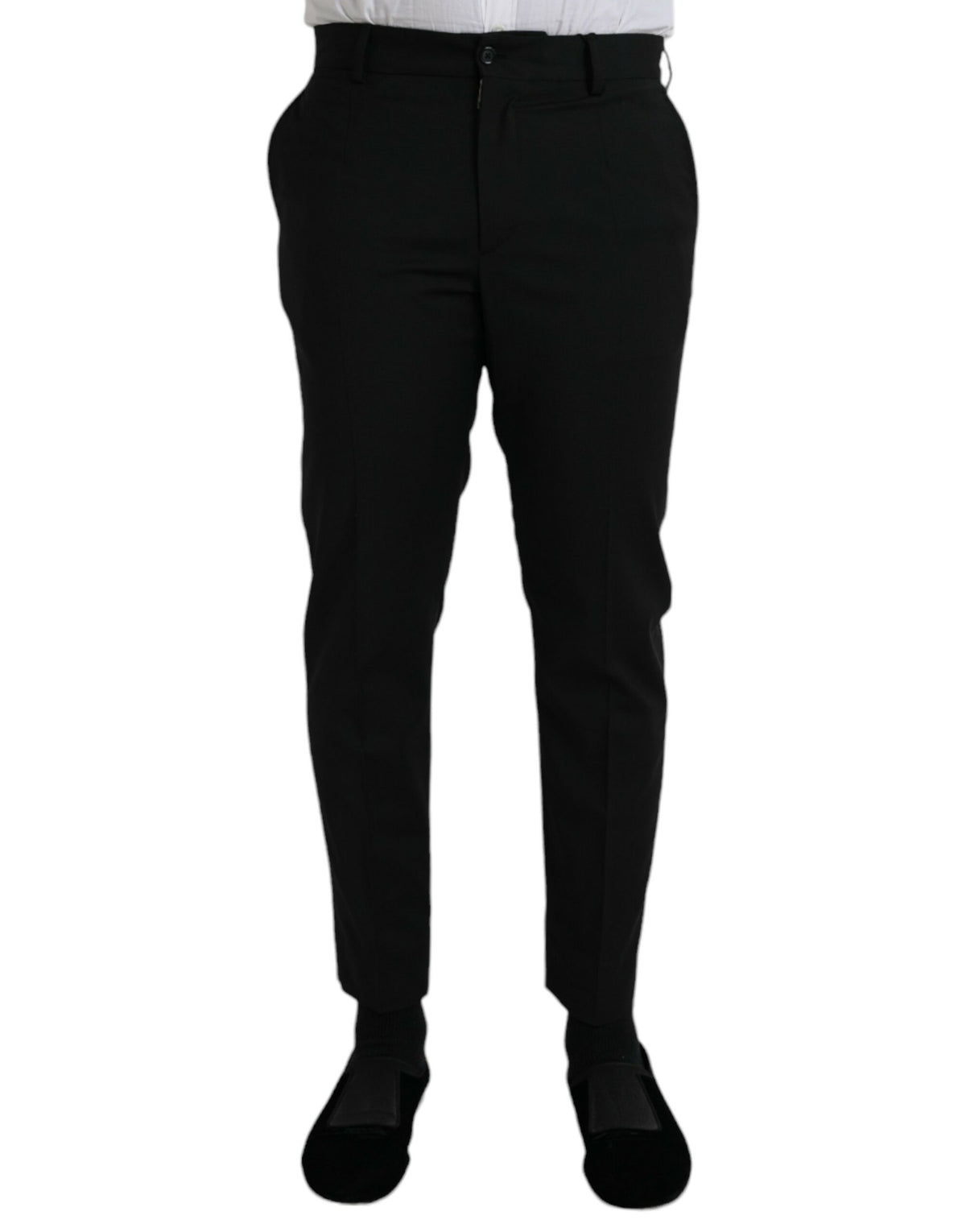 Pantalon habillé slim en laine noire Dolce &amp; Gabbana