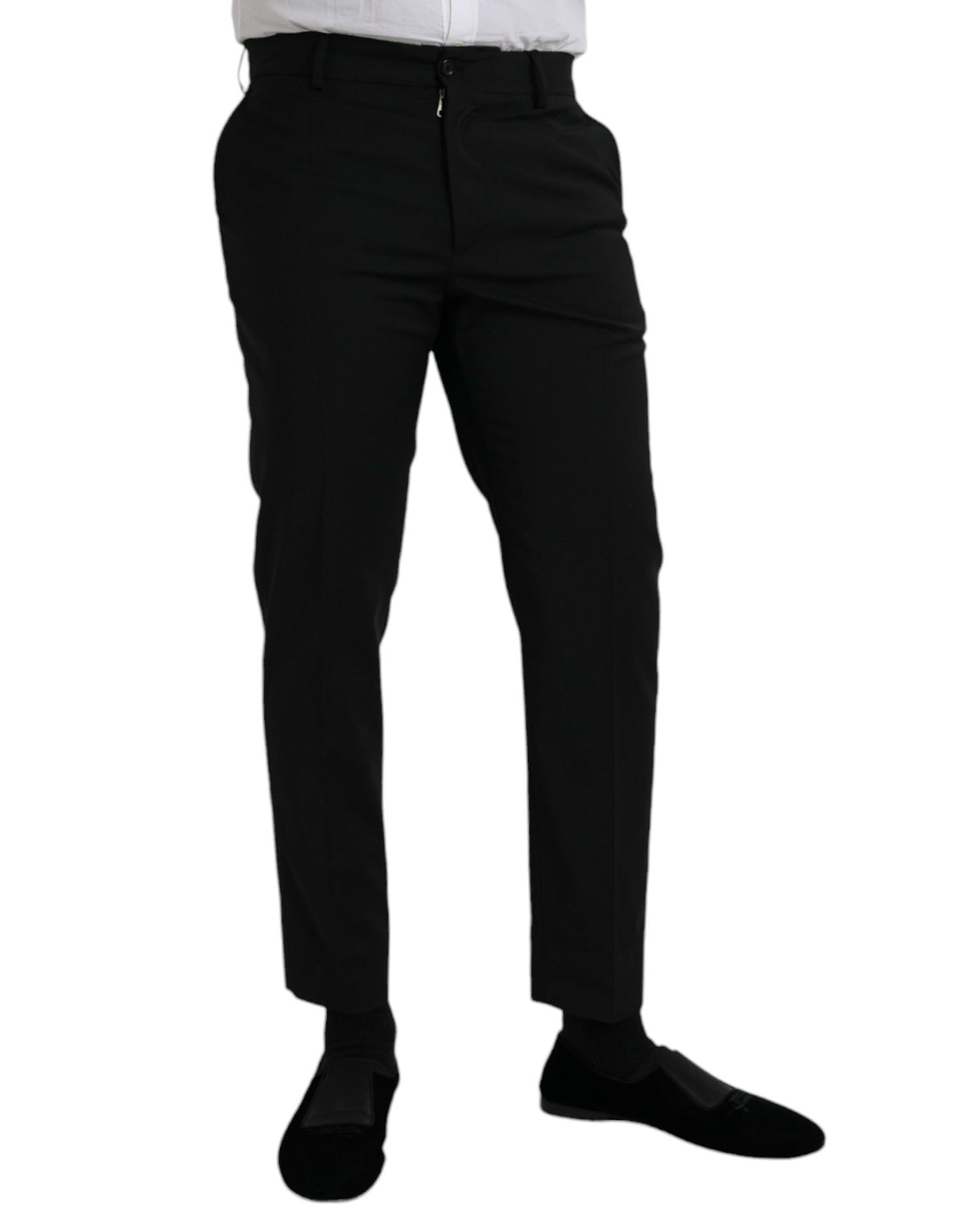 Pantalon habillé slim en laine noire Dolce &amp; Gabbana