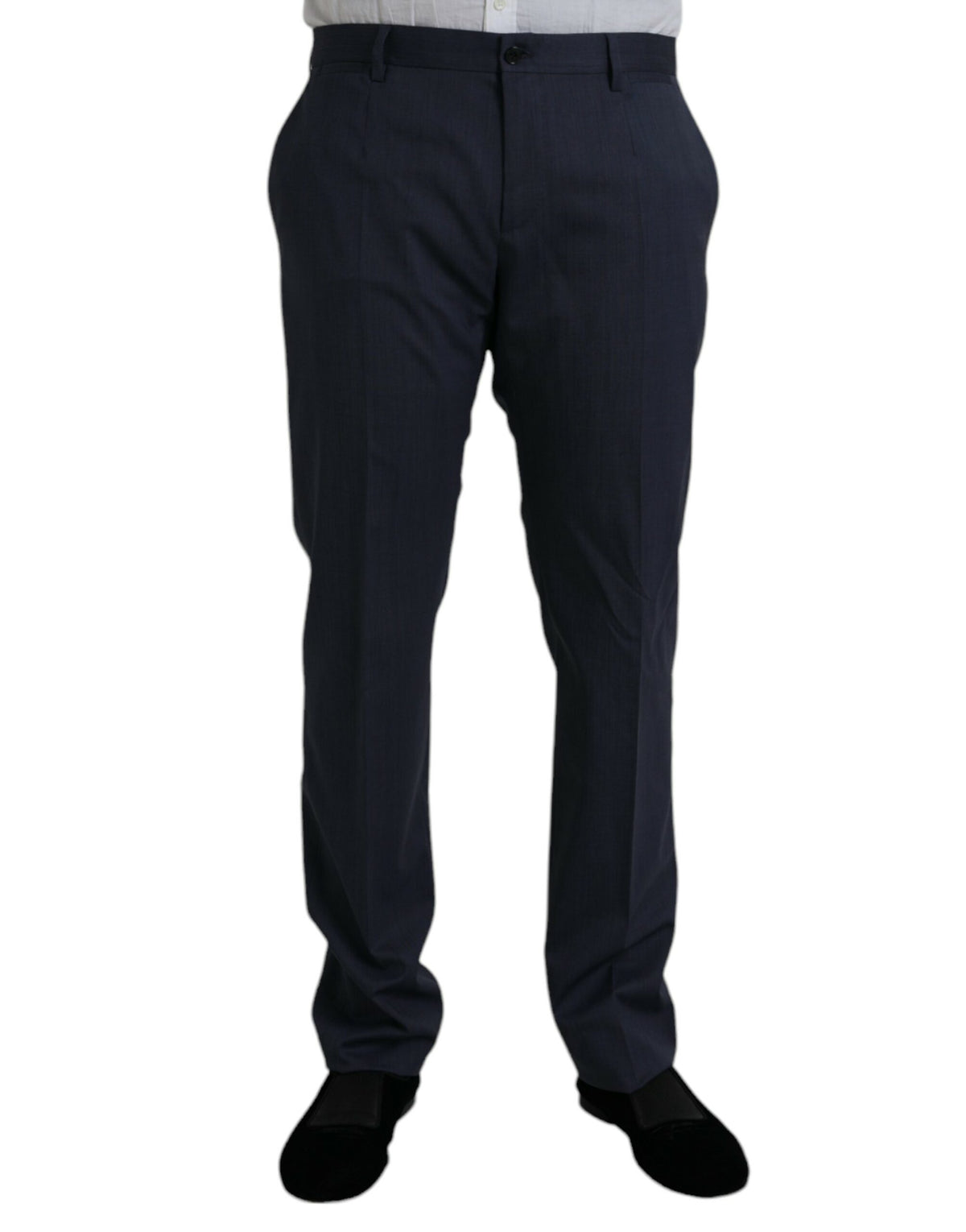 Pantalon habillé slim en laine bleu Dolce &amp; Gabbana