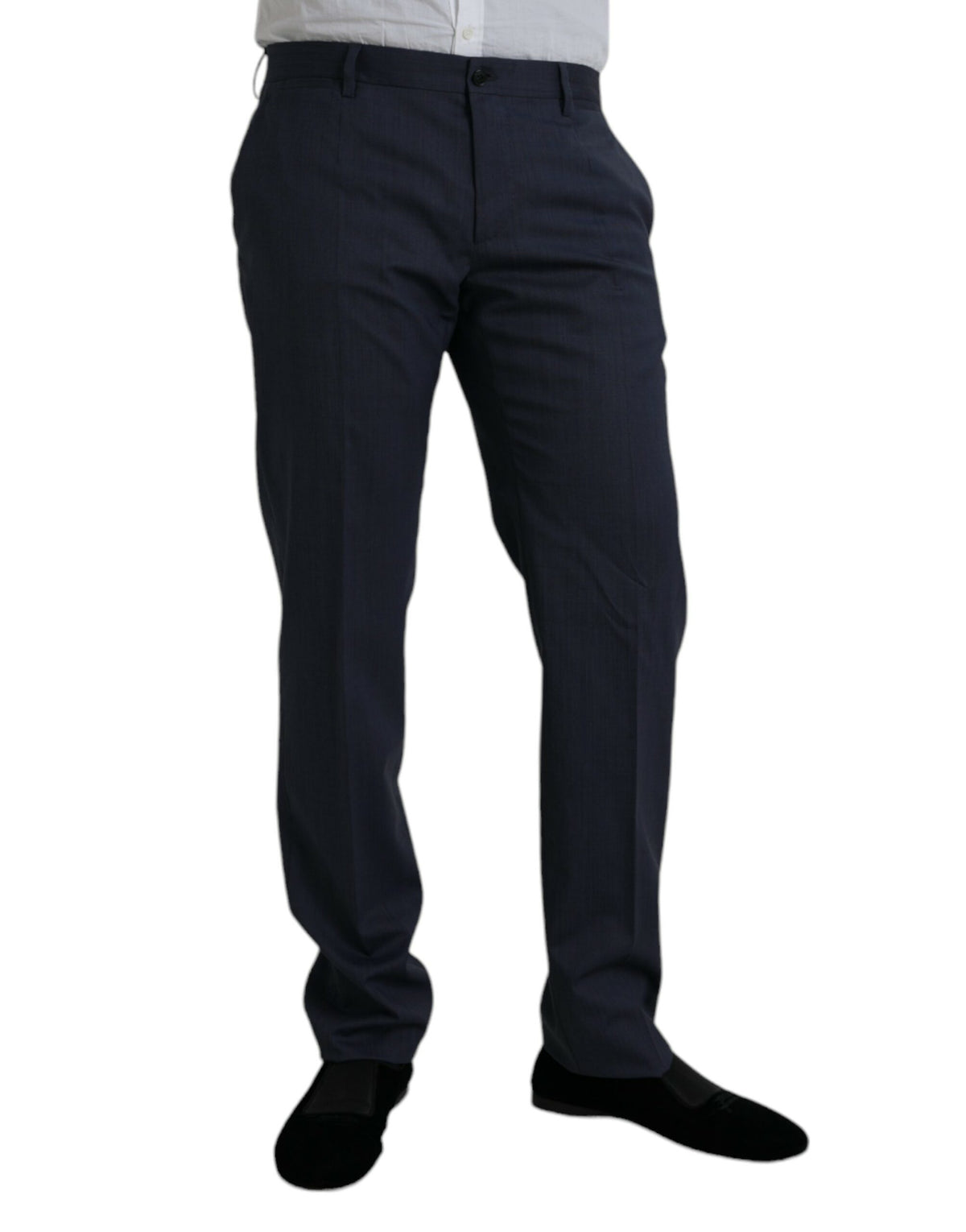 Pantalon habillé slim en laine bleu Dolce &amp; Gabbana