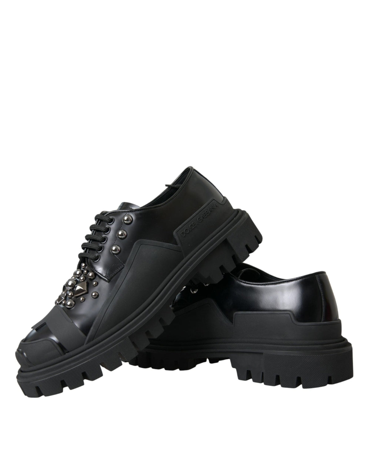 Zapatillas de trekking con tachuelas de cuero negro de Dolce &amp; Gabbana