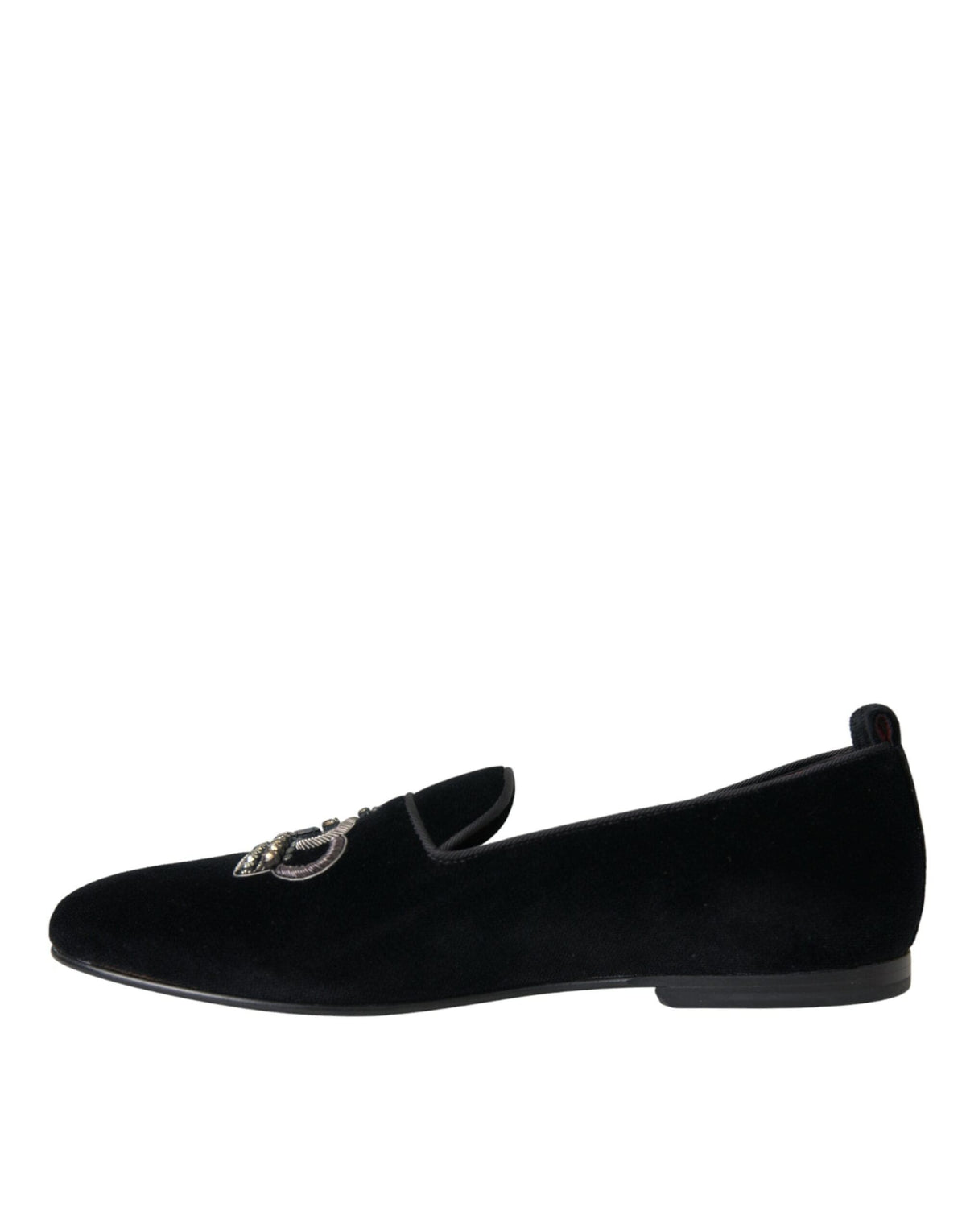 Mocasines Dolce &amp; Gabbana de terciopelo negro con corona de cristal para hombre