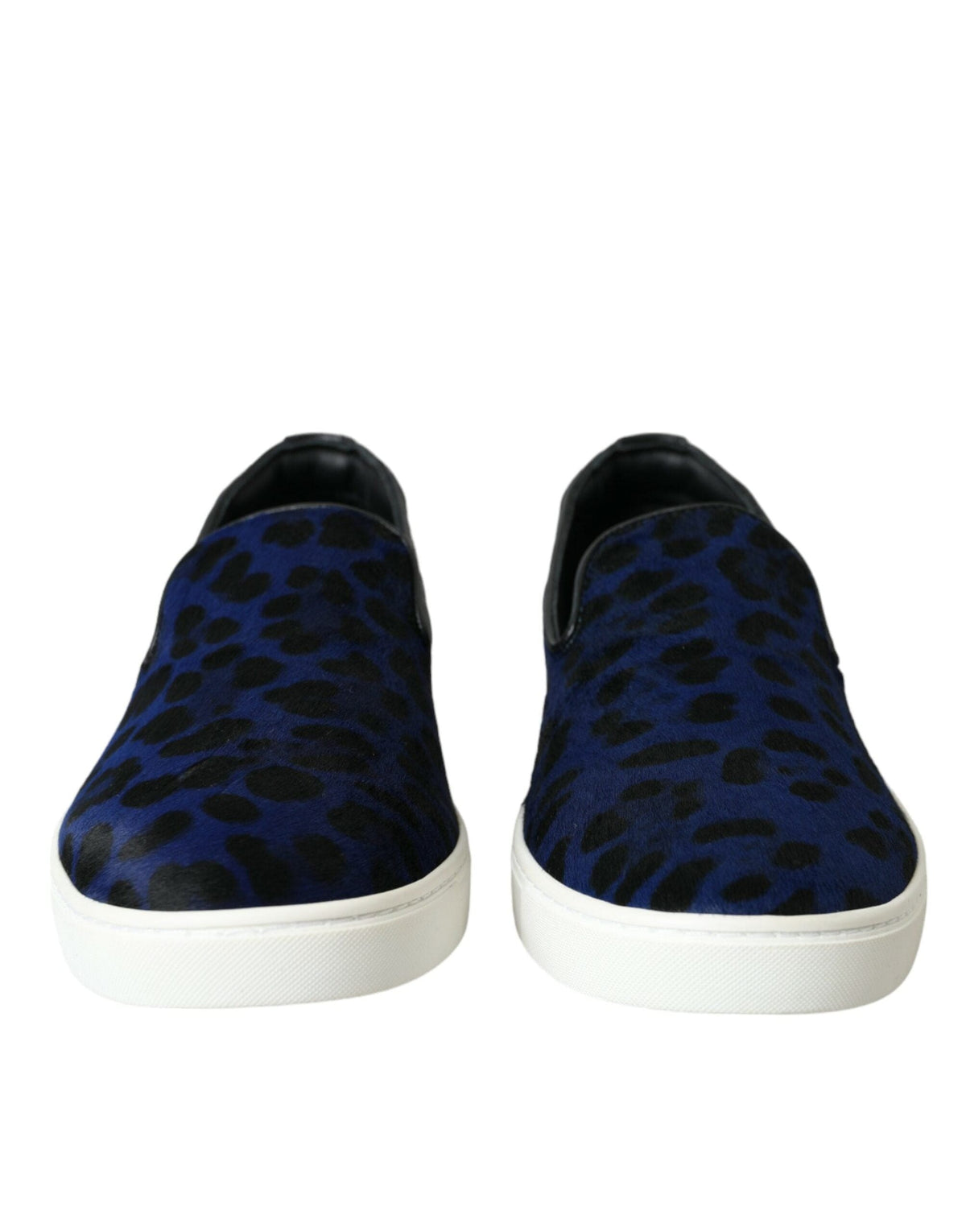 Zapatillas deportivas de piel de becerro azul con estampado de leopardo de Dolce &amp; Gabbana