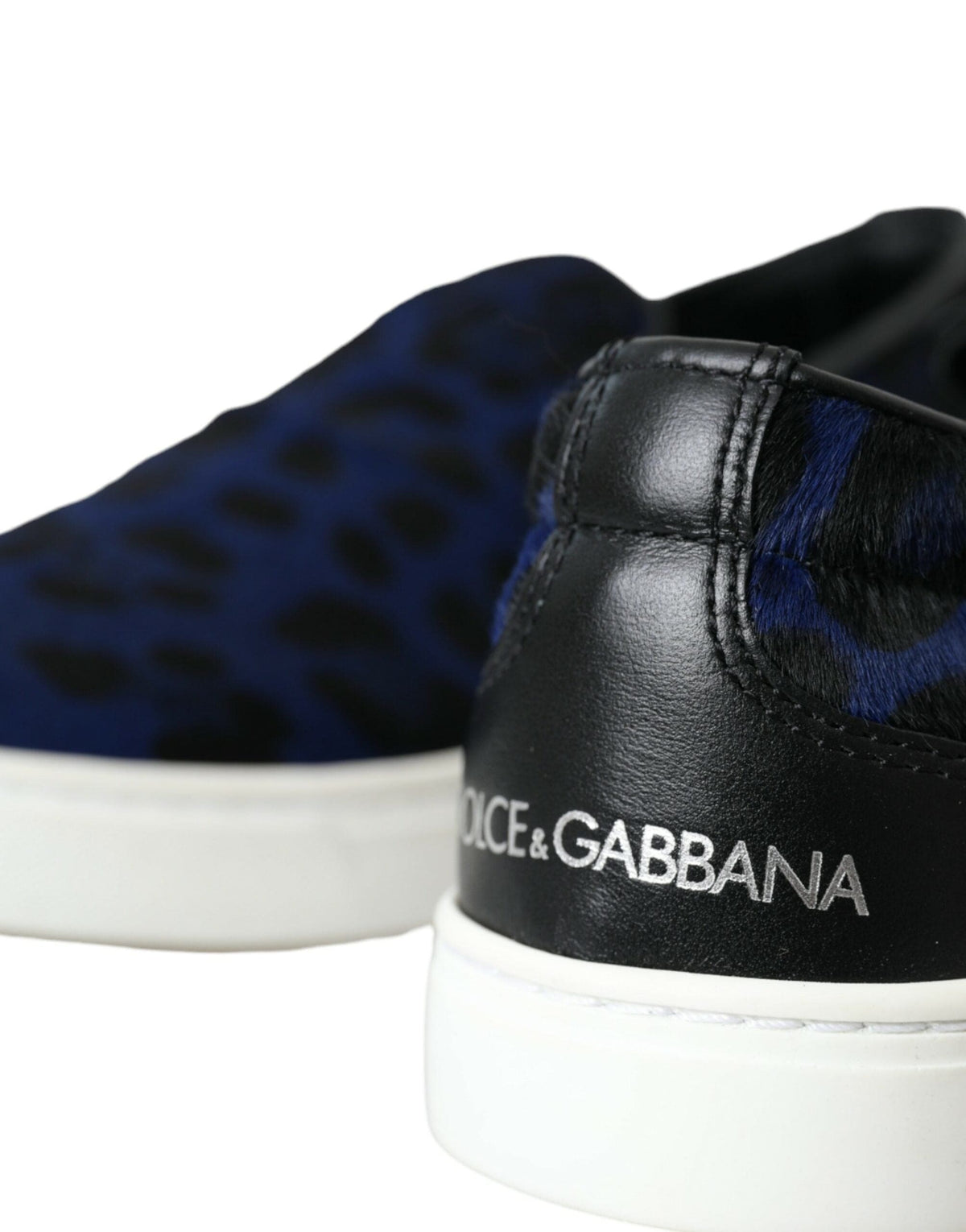 Zapatillas deportivas de piel de becerro azul con estampado de leopardo de Dolce &amp; Gabbana