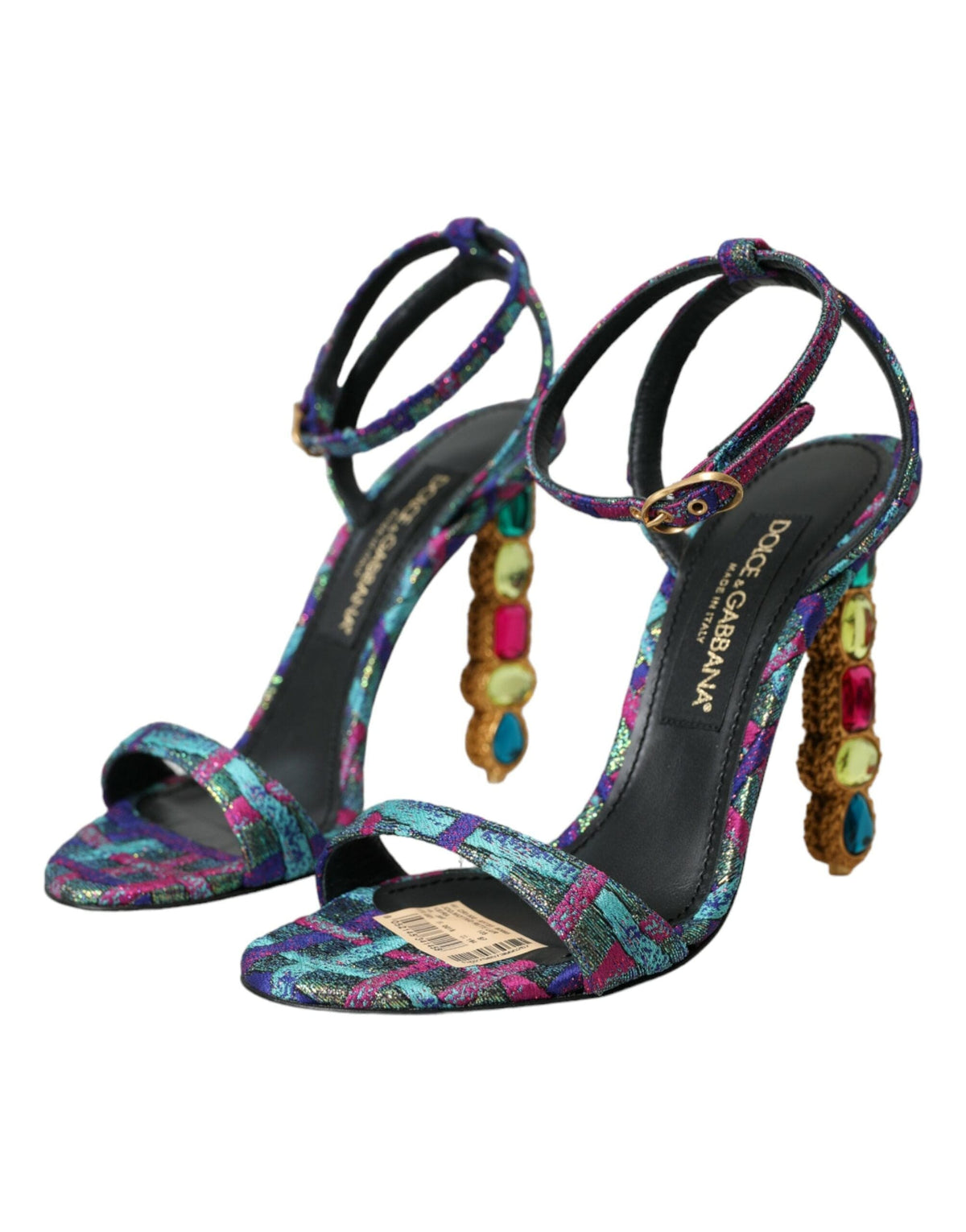 Sandales Dolce &amp; Gabbana en jacquard multicolore avec cristaux