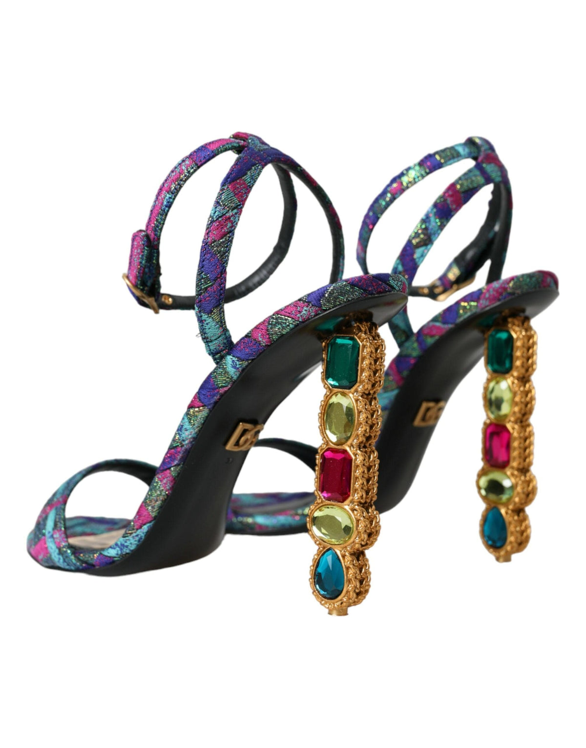 Sandales Dolce &amp; Gabbana en jacquard multicolore avec cristaux