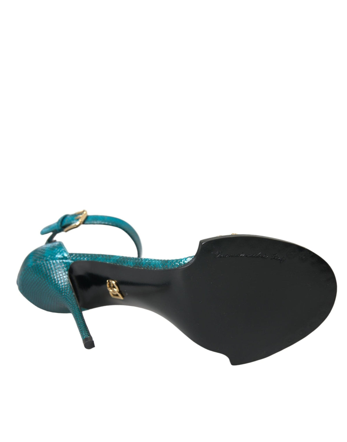 Sandales en cuir exotique bleu et cristaux Dolce &amp; Gabbana