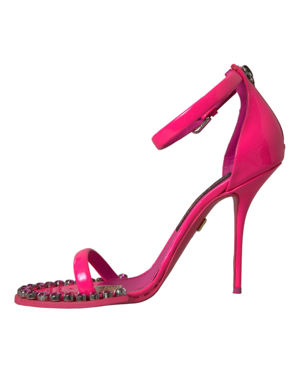 Sandales à talons en cuir rose et cristaux Dolce &amp; Gabbana