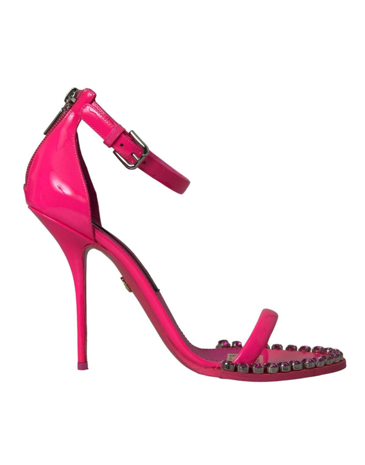 Sandales à talons en cuir rose et cristaux Dolce &amp; Gabbana