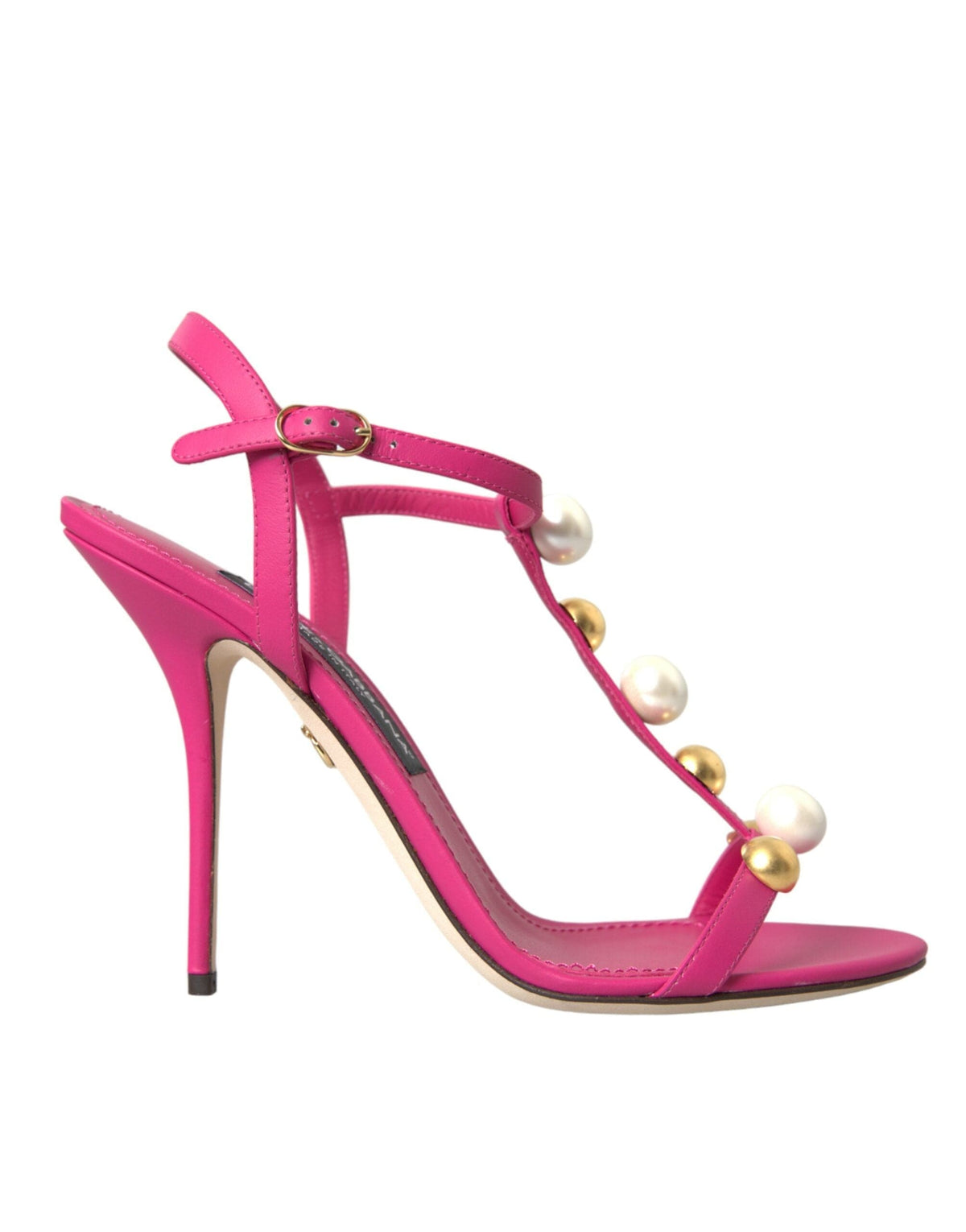 Sandales à talons en cuir rose Dolce &amp; Gabbana