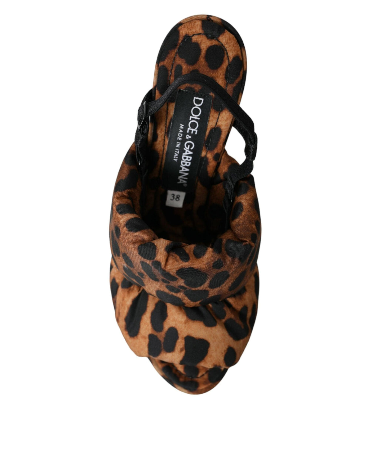 Sandalias de tacón con tiras cruzadas y estampado de leopardo en marrón de Dolce &amp; Gabbana