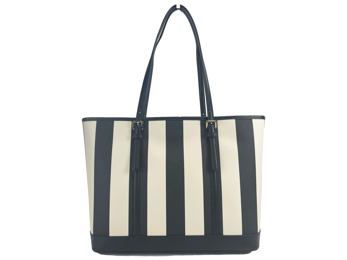 Bolso tote de PVC con correa para el hombro grande TZ de Michael Kors Jet Set Travel, color negro y multicolor