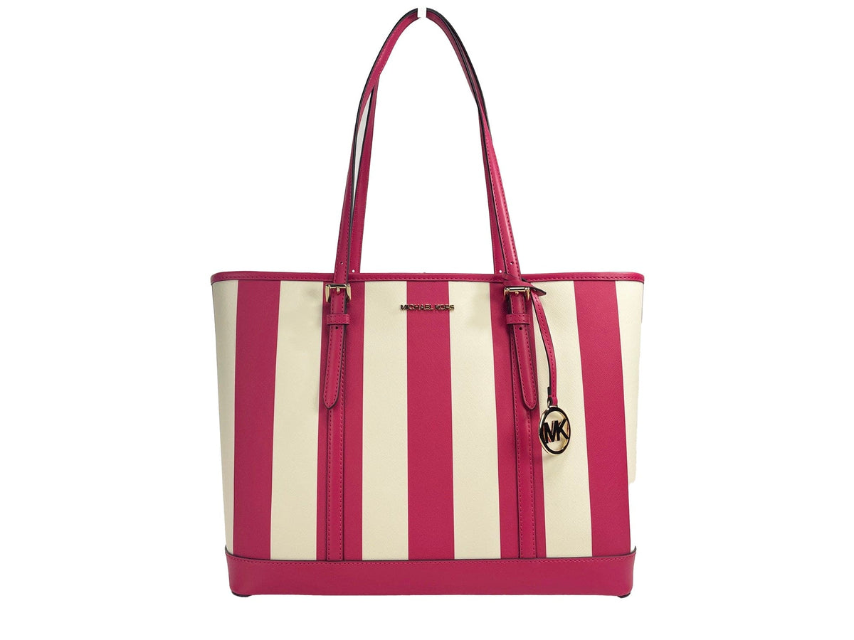 Bolso tote de PVC con diseño de TZ grande de Michael Kors Jet Set Travel en color rosa