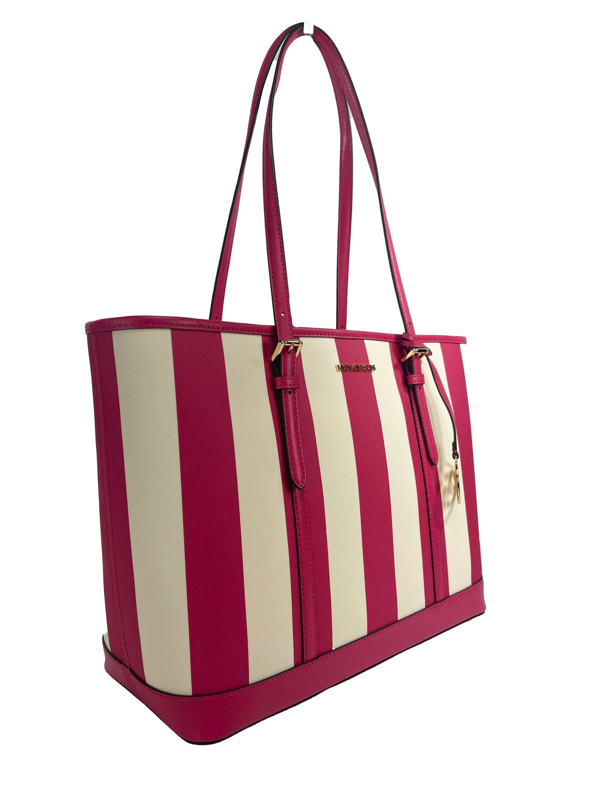 Bolso tote de PVC con diseño de TZ grande de Michael Kors Jet Set Travel en color rosa