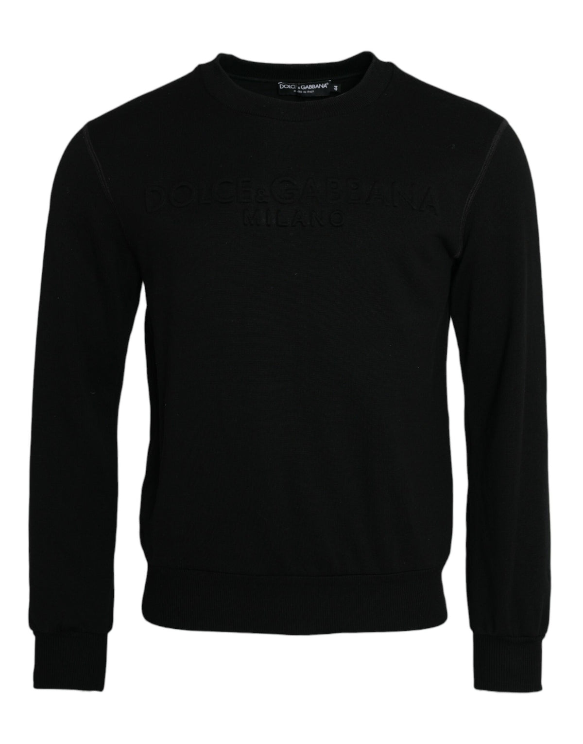 Sweat-shirt à manches longues en coton noir Dolce &amp; Gabbana