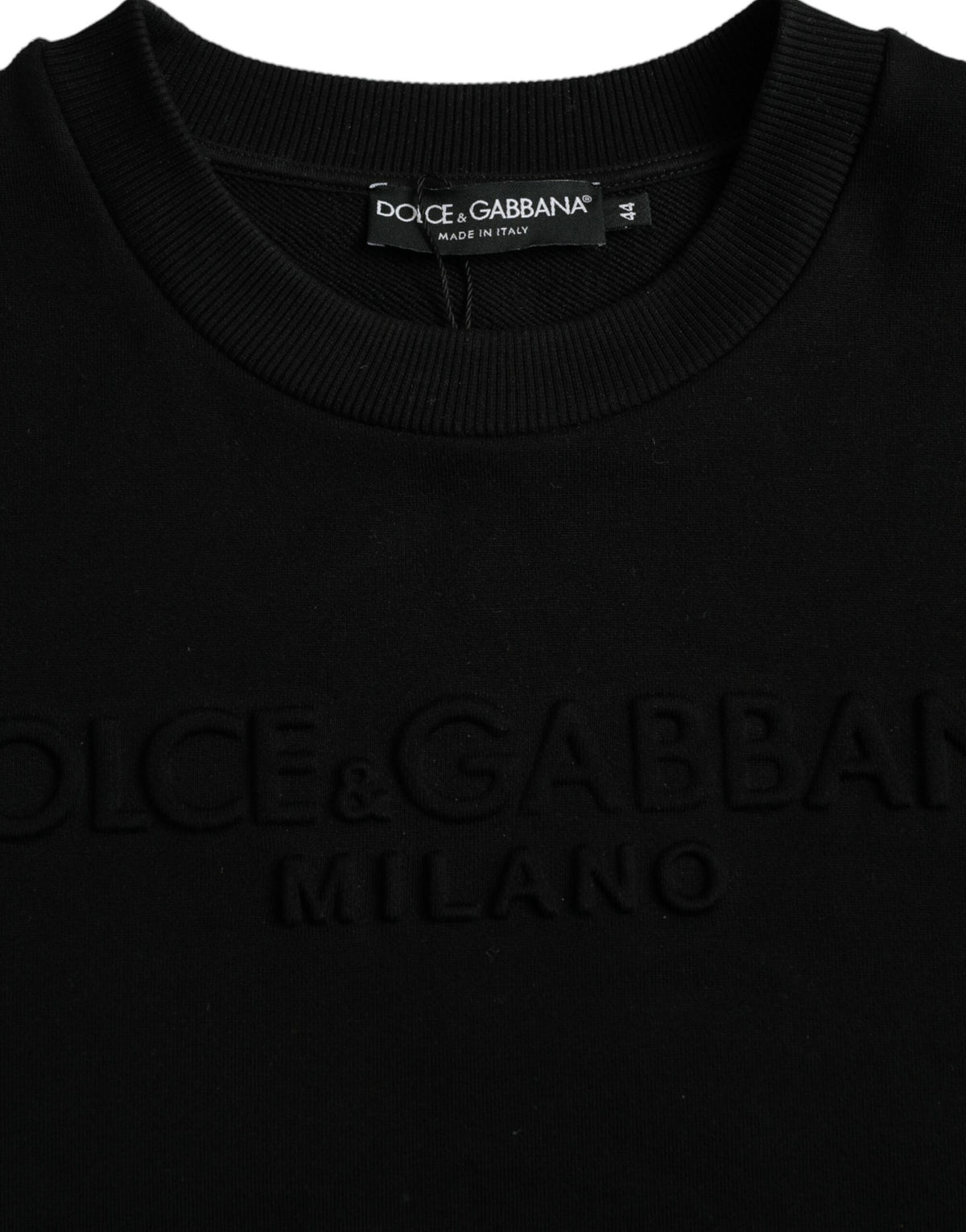 Sweat-shirt à manches longues en coton noir Dolce &amp; Gabbana