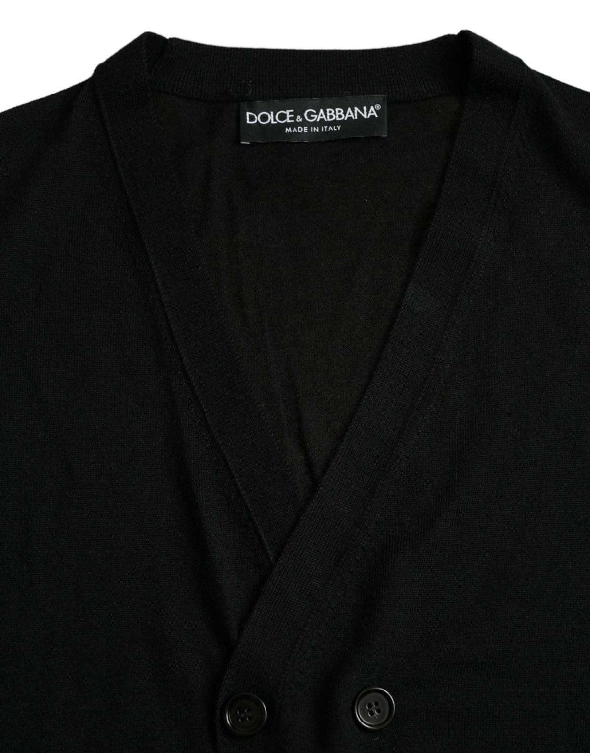 Pull cardigan à manches longues en maille de cachemire noir Dolce &amp; Gabbana