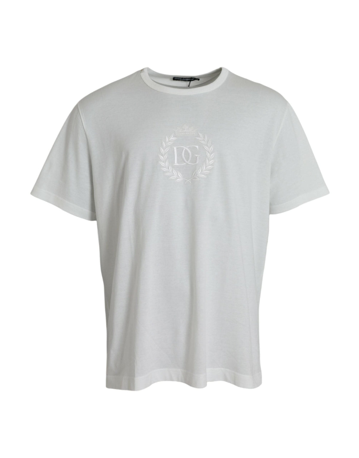 T-shirt ras du cou en coton blanc avec logo en relief Dolce &amp; Gabbana