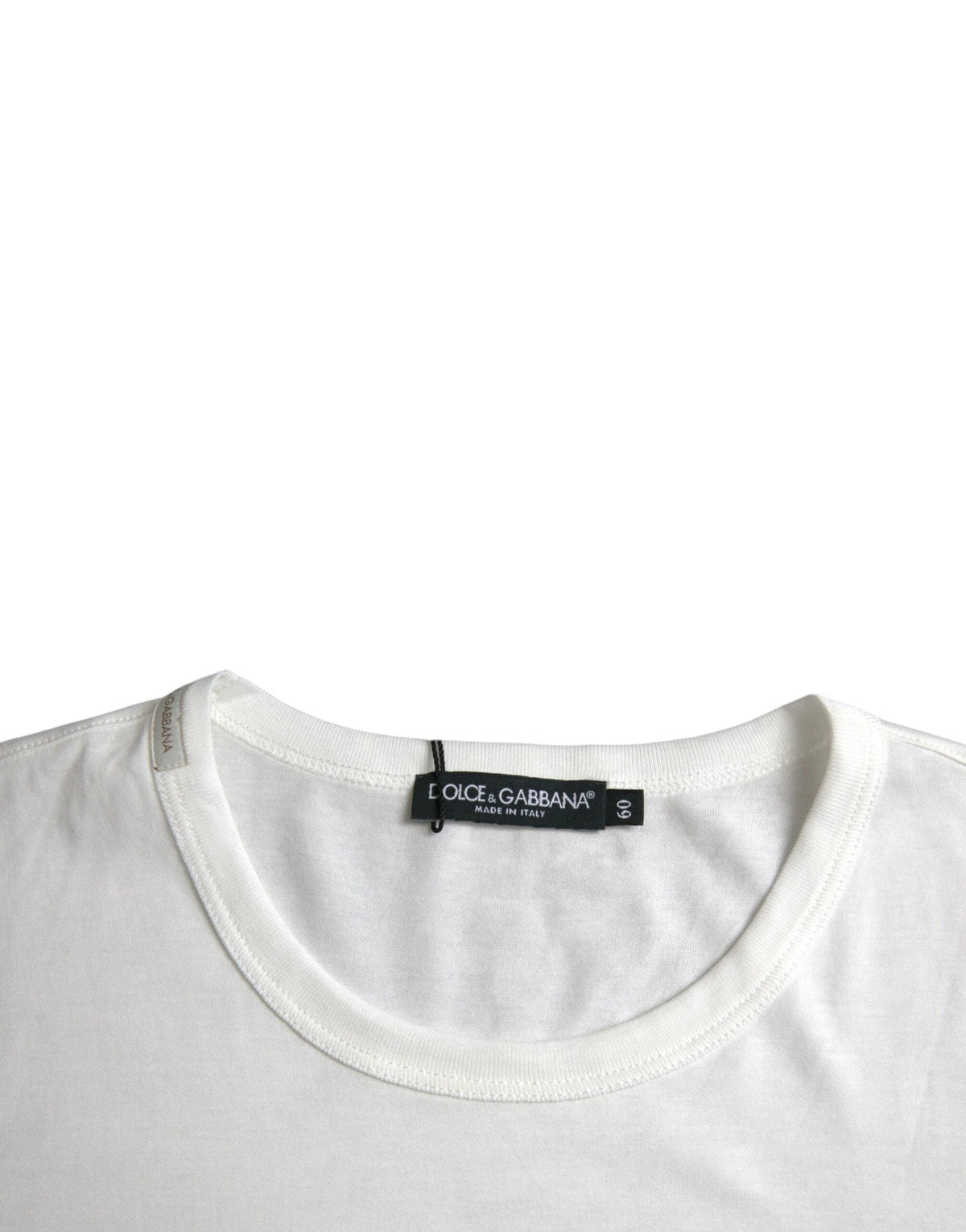 Camiseta de cuello redondo de algodón con logotipo en relieve en blanco de Dolce &amp; Gabbana