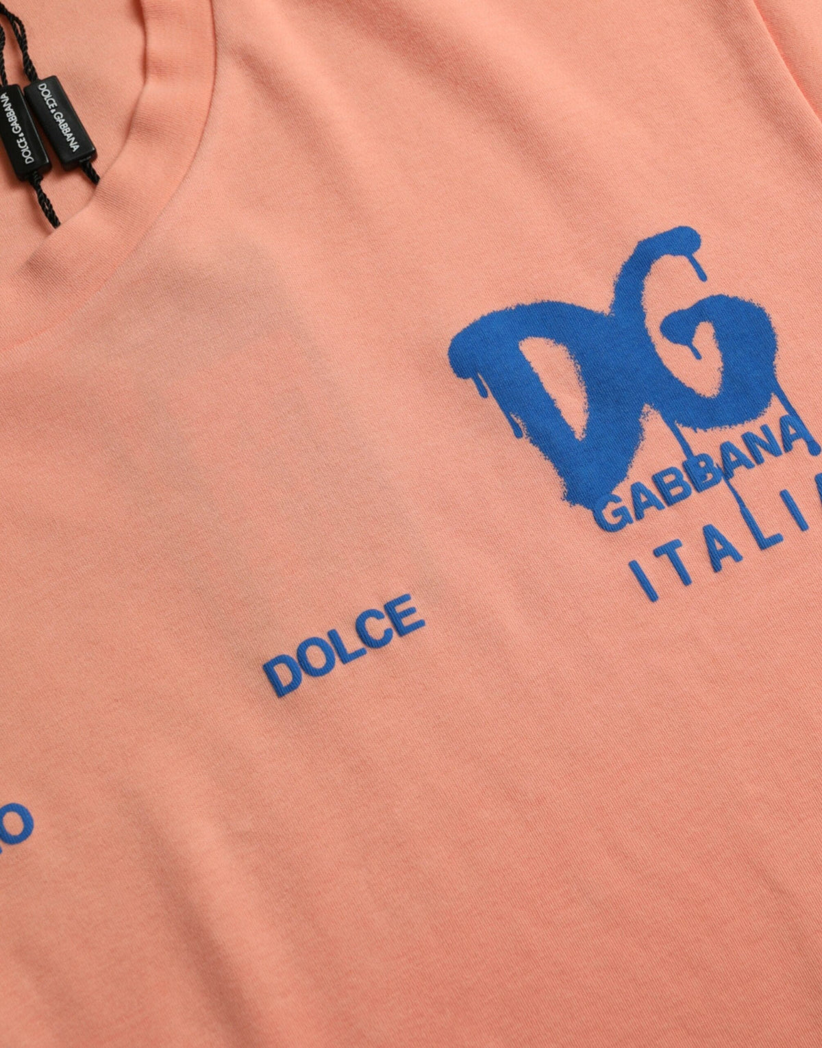 Camiseta de manga corta con estampado de logotipo en algodón coral de Dolce &amp; Gabbana