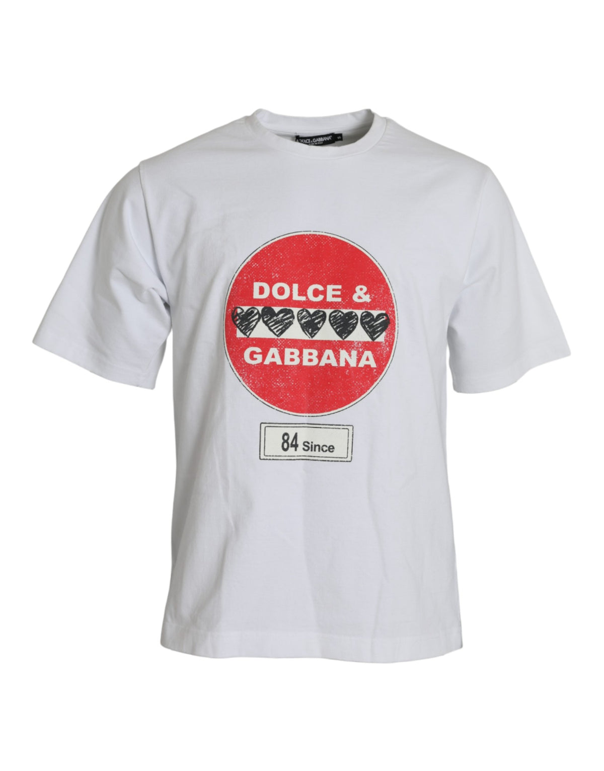 Camiseta de manga corta con cuello redondo y corazón de algodón blanco Amor de Dolce &amp; Gabbana