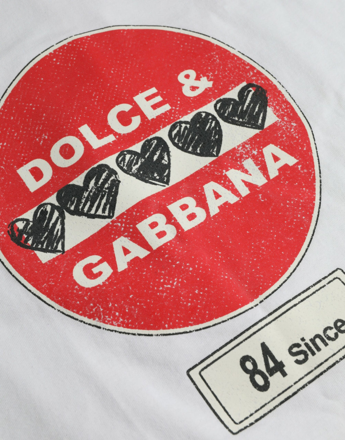 Camiseta de manga corta con cuello redondo y corazón de algodón blanco Amor de Dolce &amp; Gabbana