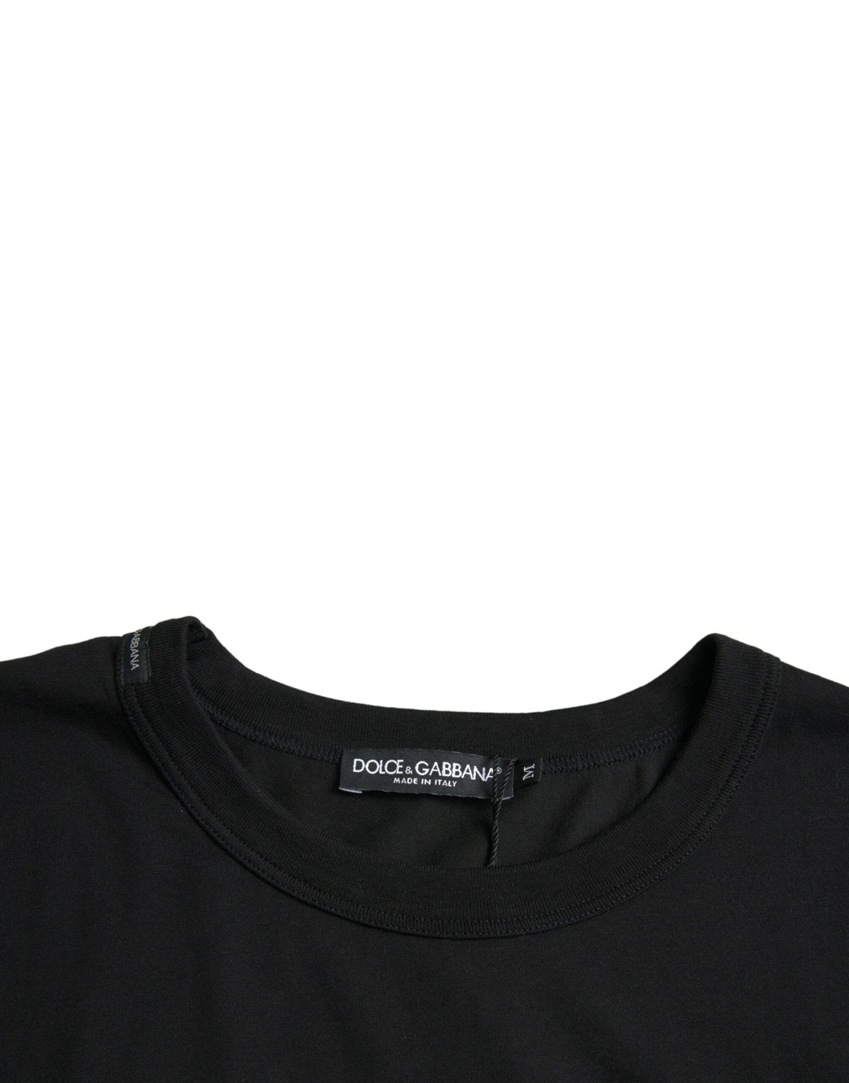 Camiseta de manga corta con cuello redondo y logo en relieve en negro de Dolce &amp; Gabbana