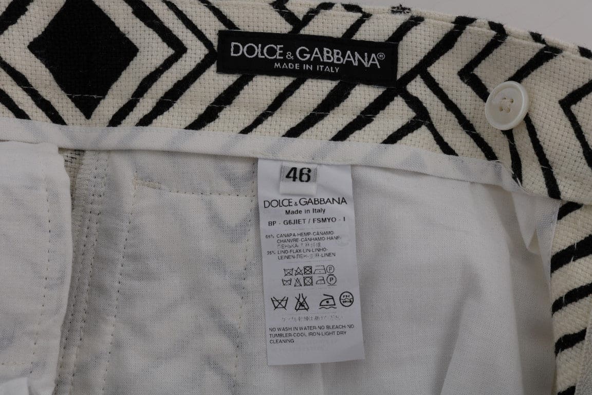 Pantalones cortos casuales elegantes a rayas de Dolce &amp; Gabbana: mezcla de cáñamo y lino