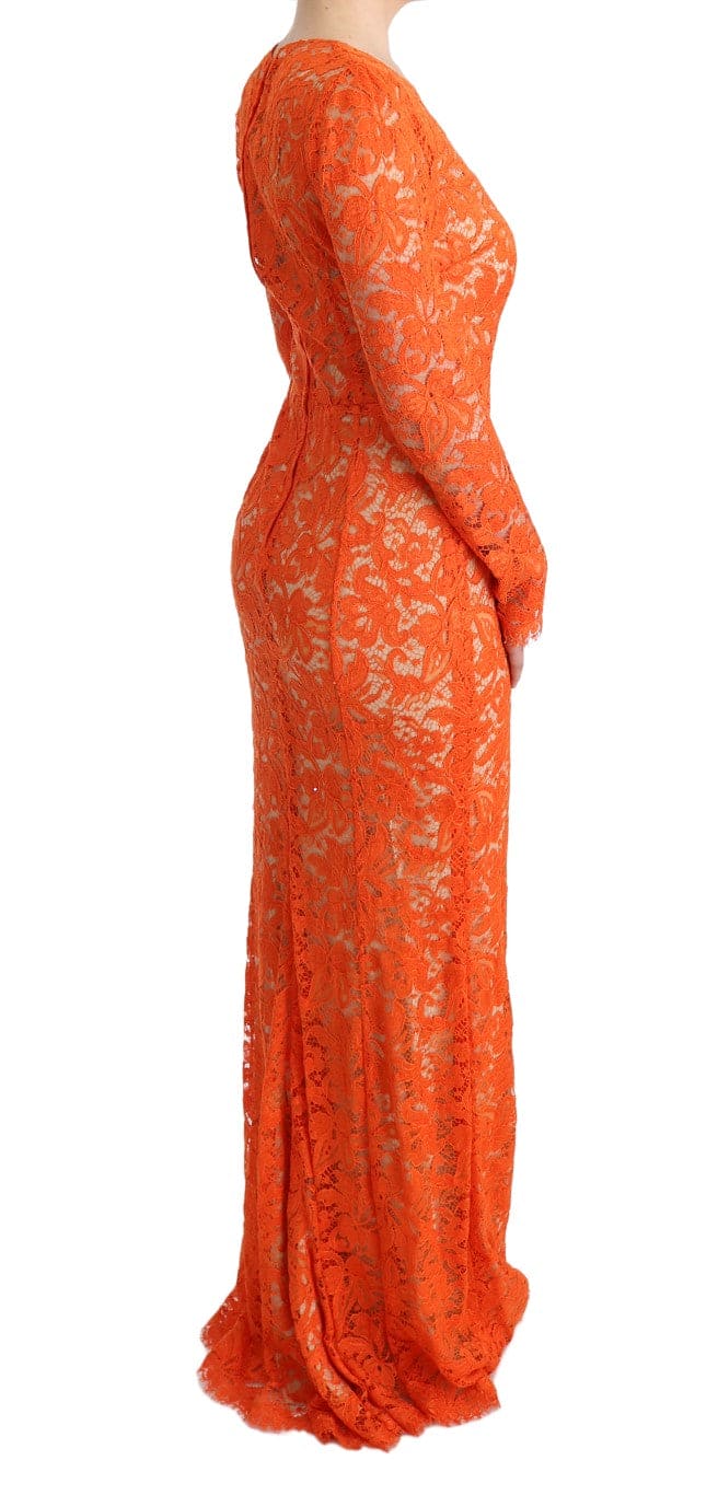 Robe fourreau orange élégante à manches longues Dolce &amp; Gabbana