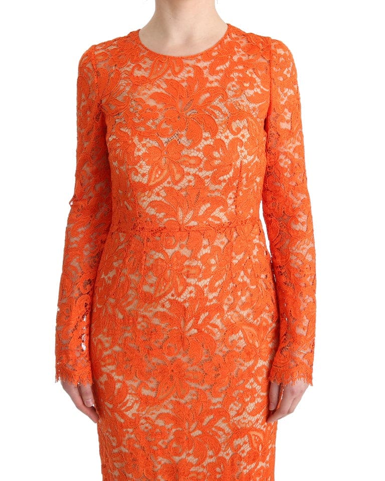 Robe fourreau orange élégante à manches longues Dolce &amp; Gabbana