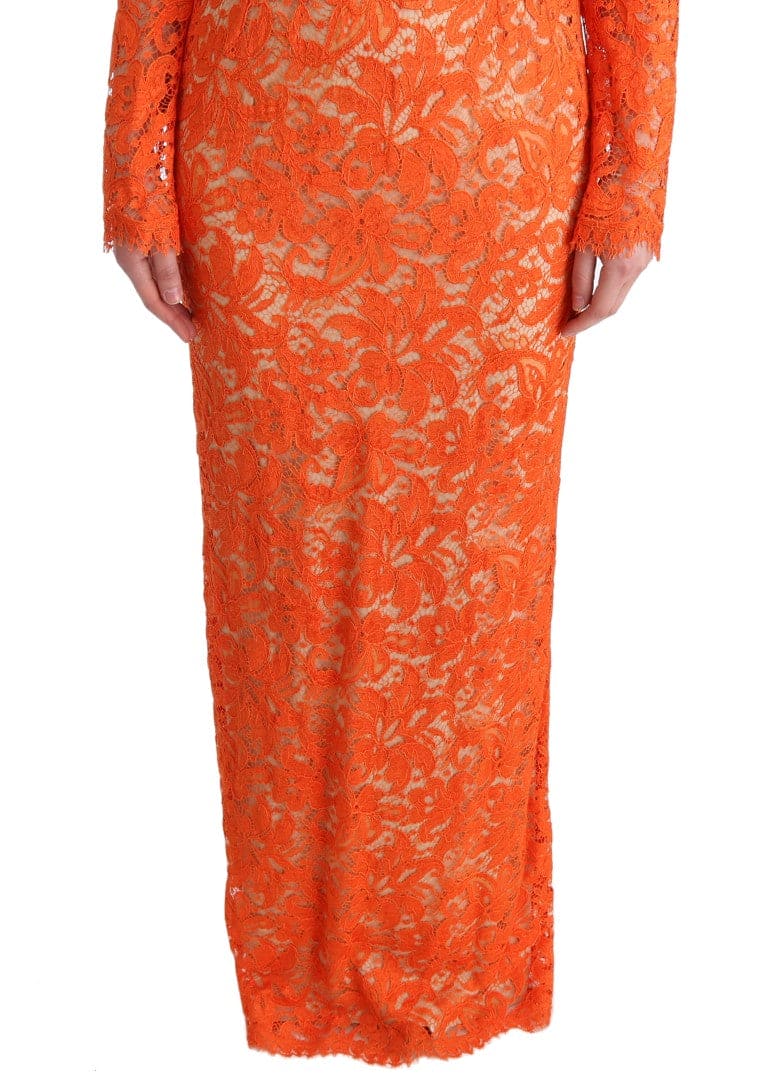 Robe fourreau orange élégante à manches longues Dolce &amp; Gabbana