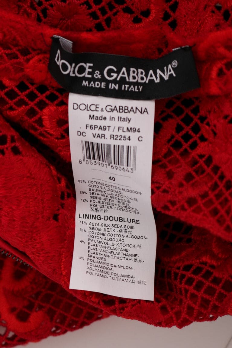 Robe fourreau rouge élégante Dolce &amp; Gabbana avec ceinture à nœud en soie