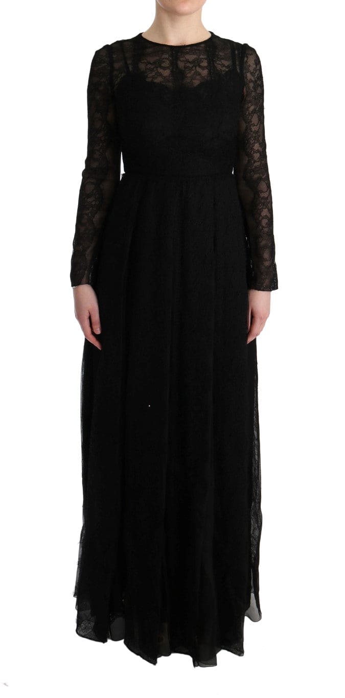 Robe fourreau noire élégante à manches longues Dolce &amp; Gabbana