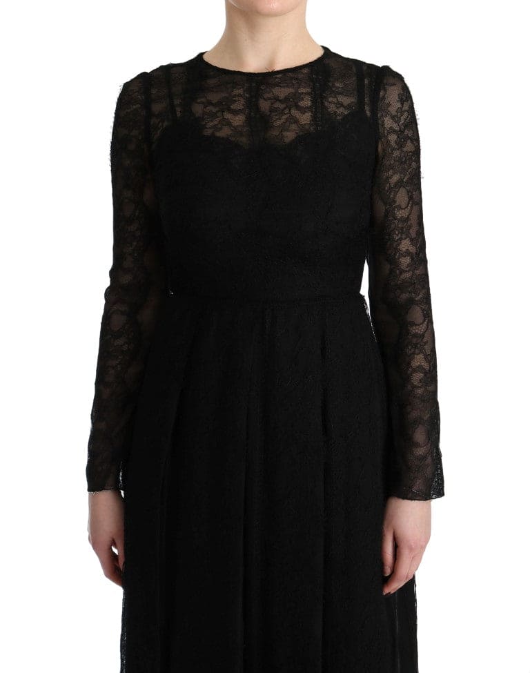 Robe fourreau noire élégante à manches longues Dolce &amp; Gabbana