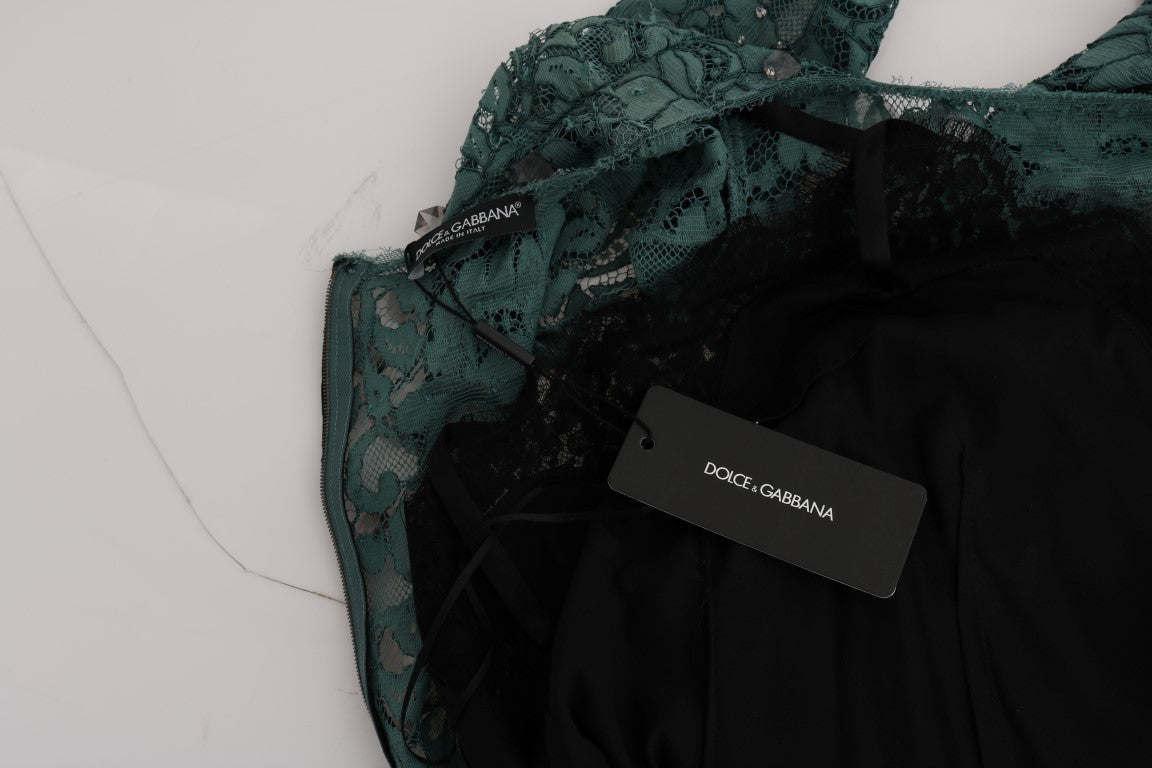 Robe fourreau élégante ornée de cristaux verts Dolce &amp; Gabbana