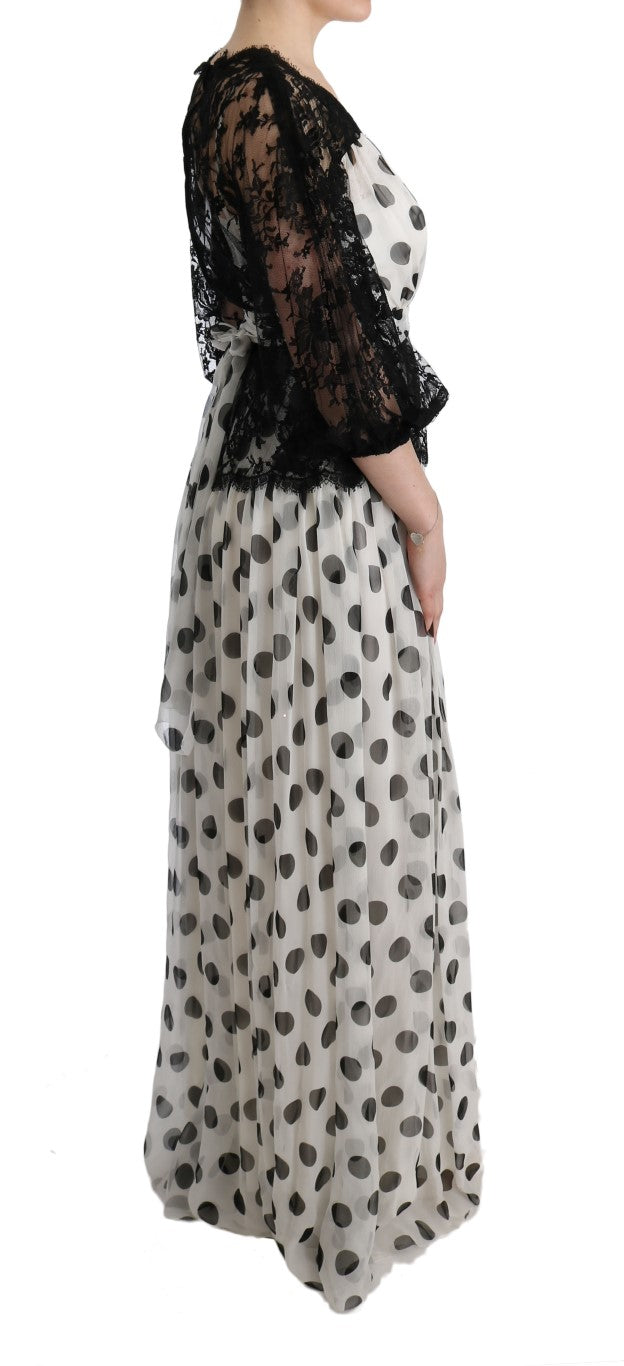 Dolce & Gabbana Elegant Polka Dotted Full Length Gown