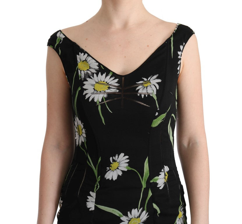 Robe fourreau longue à imprimé tournesol Dolce &amp; Gabbana