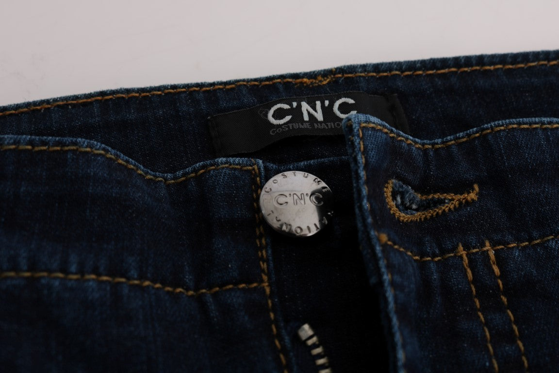 Costume National Chic Jeans évasés en coton bleu