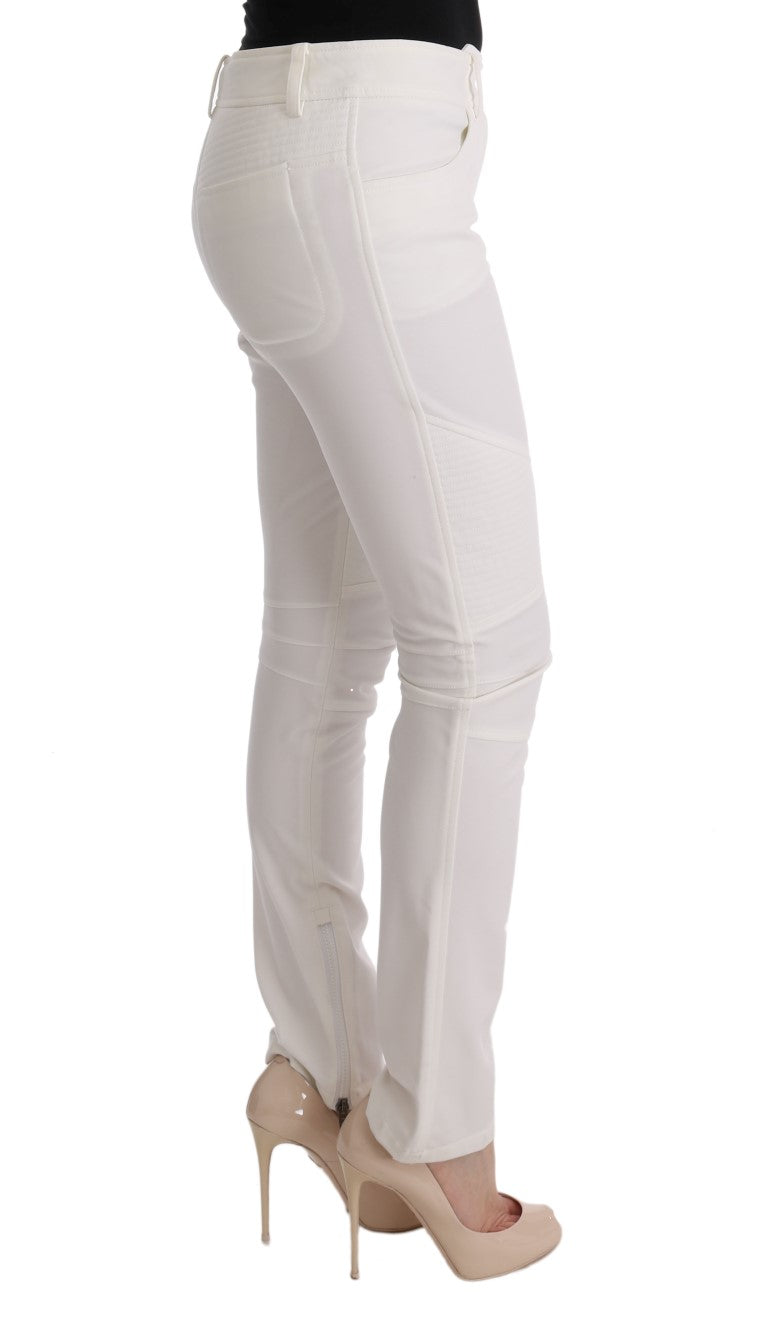 Ermanno Scervino Chic Pantalones blancos de algodón de corte slim