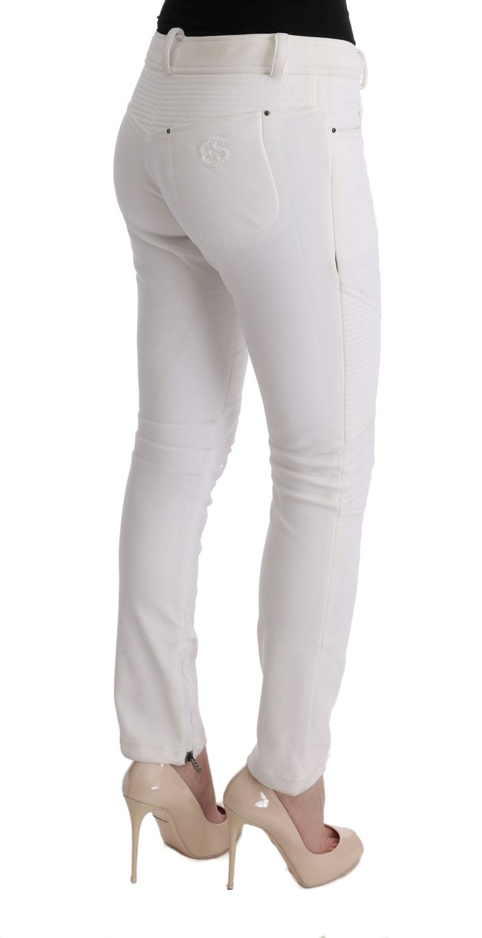 Ermanno Scervino Pantalon chic en coton blanc coupe slim